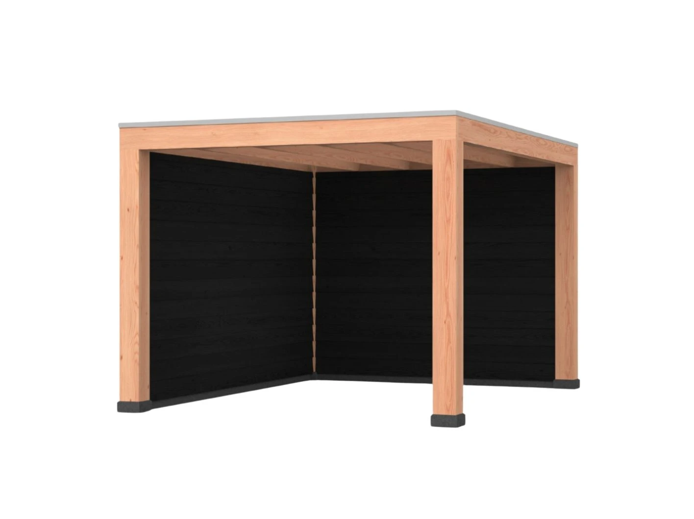 Douglas overkapping, 300 x 400, met achterwand en zijwand, Westwood Robuust zwart - Afbeelding 1